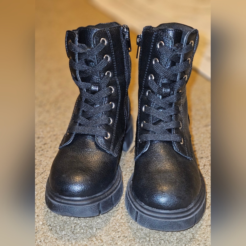 Sincerely Jules Black Combat Boots Side Zipper Lace Up Girls Size 13